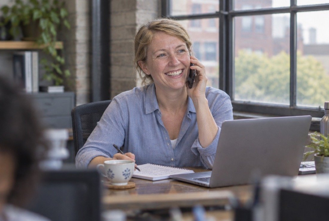 Een klant aan de telefoon